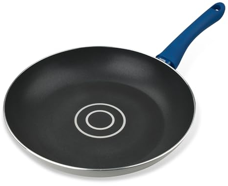 Tasty Antihaft-Bratpfanne mit Öldosiersystem 28x5cm – Gepresstes Aluminium, für Induktion geeignet, Soft-Touch-Griff, 5 Jahre Garantie – Grau/Blau