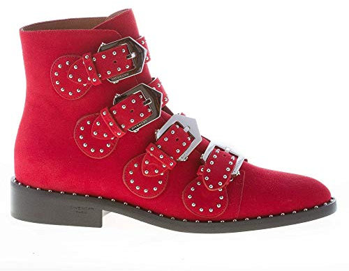 Givenchy Donna Stivaletto in camoscio Rosso con Cinturini e Borchie Color Rosso Size 36.5