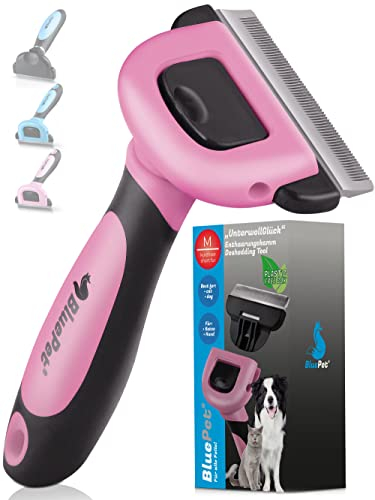 BluePet® Cepillo Profesional Para Gatos y Perros de Pelo Corto - Peine para Eliminación del Subpelo Muerto - Para un Pelaje sano (1.0 Rosa)