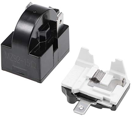 Sourcingmap Refrigerator Relay 15 Ohm 2 Pin + Freezer Compressor Thermal Overload Protector 1/6HP 125W