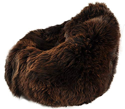 generisch Sitzsack Pouf aus Lammfell braun Natur Britisches Öko Lammfell