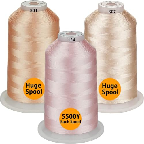 Simthread 40WT Polyester Embroidery Thread, 3 Skin Tones, 3 x 5000M/5500Yds