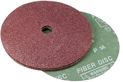 sourcing map 7-Inch x 7/8-Inch Aluminum Oxide Resin Fiber Discs, Center Hole 36 Grit Sanding Grinding Discs, 5 Pack