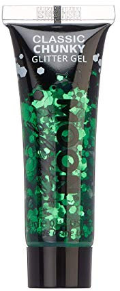 Classic Chunky Face & Body Glitter Gel by Moon Glitter - Green - Cosmetic Festival Glitter Face Paint for Face, Body, Hair, Nails - 12ml