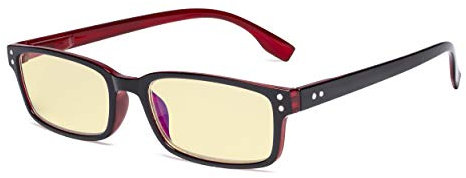 Eyekepper Blue Light Blocking Reading Glasses with Yellow Filter Lens - Computer Readers Men Women - Black-Red +0.50