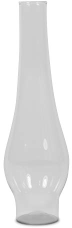 DELITE Glaszylinder Wiener Form 16''' transparent, Aussendurchmesser unten 34 mm, Oben 30 mm, Innendurchmesser unten 36,7 mm, Höhe 170 mm, für Petroleumlampen