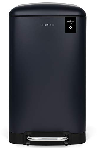 H.Koenig Cubo de Basura con Pedal, Metal, Azul Oscuro, 40 L