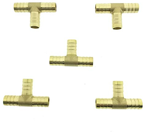 5x Stück Messing T-Stück Druckluft Schlauchverbinder Schlauch T Fitting 6mm 8mm 10mm 12mm (12mm)