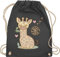 Turnbeutel Rucksack - Tiermotiv Animal Print - Giraffe mit Pusteblume - Unisize - Dunkelgrau - sportbeutel kinderrucksack tier tiermotive giraffen stoffrucksack tieren tiere beutel tiermotiven