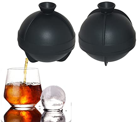 Aktualisiert Eis Ball Schimmel Kugel, Silikon Eis Runden Formen Groß Hersteller Tablett-6 x 6 cm,Perfekt für Whisky, Cocktail und jedes Getränk (2)