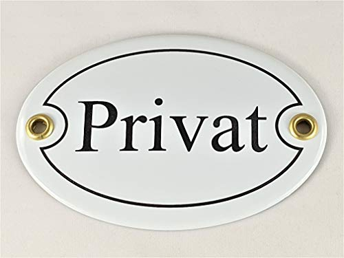 Ovales Türschild Emaille  Privat , 10,5x7,0cm
