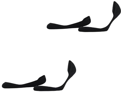ESPRIT Damen Füßlinge Solid Low Double Pack W In Baumwolle unsichtbar einfarbig 2 Paar, Schwarz Black 3000, 35-38