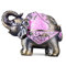LAUYOO Aschenbecher Elefant mit Deckel, winddicht, Zinklegierung, Rosa, Vintage-Stil, für Innen- und Außenbereich, 15,5 x 9,5 x 11 cm, ca. 468 g