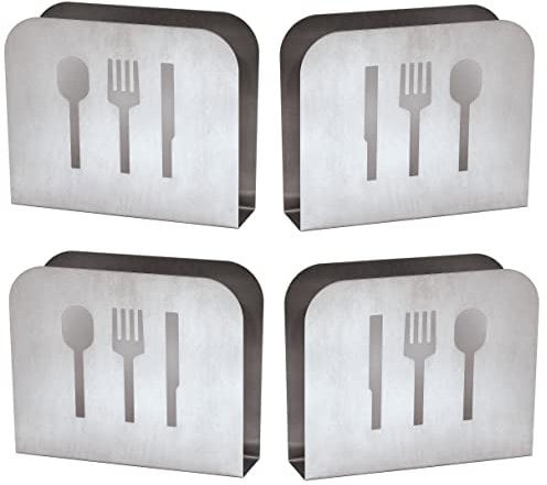 4er Set - Serviettenhalter aus Edelstahl | Serviettenablage für Tisch, Küche, Bar, Gastronomie | Serviettenständer, langlebig | Serviettenspender Stehend - Serviettenbox für Restaurants & Bistros