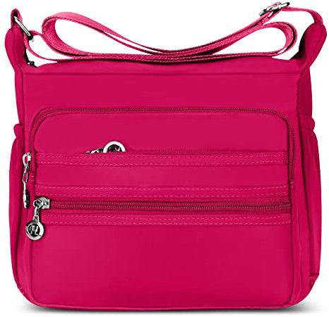 DIRRONA Donna Borsa Tracolla Casual Viaggio Borsa a Tracolla a Tracolla Moda Mano Borsetta Lavoro Quotidiano Resistente All'acqua Nylon Donna Messenger Bag 2 Taglie Rosso A
