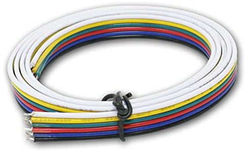 Flachbandkabel 6-polig, Länge 1m, für flexible LED RGB+CCT-Strips, offene Kabelenden zum direkten Auflöten