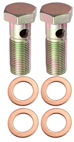 X AUTOHAUX 2 Sätze Hohlschrauben Banjo Bolzen Schraube Bremse Anschluss Adapter M16x1,5 Gewinde mit Unterlegscheiben