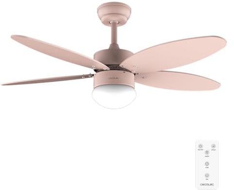 Cecotec Ventilador de Techo con Luz EnergySilence Aero 4260 Full Orange de 40 W con motor DC y 42” con luz LED, Mando a distancia, Temporizador, 6 Velocidades y 5 Aspas Reversibles