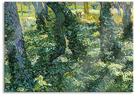 Pixxprint Glasbild, Wandbild auf Echtglas, Vincent Van Gogh - Unterholz, 60x40 cm, inkl. Aufhängung und Abstandshalter