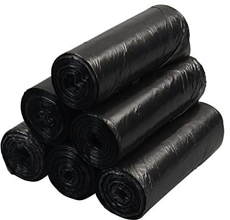 Yesdate 15 L Black Trash Bin Bags, Bathroom Bin Liner, 6 Rolls, 150 Counts