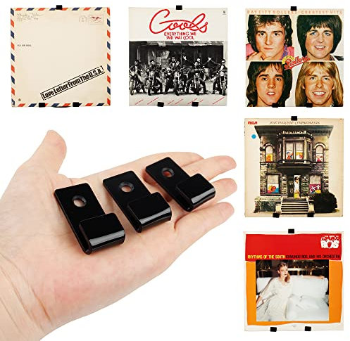 Schwarz Vinyl Record Shelf Wall Mount 18er-Pack - Stilvoller Acryl-Albumhalter für Zuhause und Büro - Zeigen Sie Ihr tägliches LP-Hören mit kleinen Kunsthaken an (Schwarz 18)