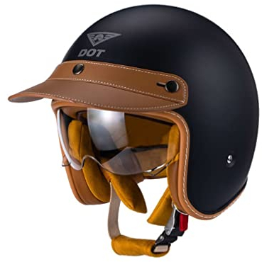 Damen und Herren Harley Open-Face Helme für Erwachsene Elektrofahrrad ABS Cruiser Motorrad Frühling, Sommer, Herbst und Wintersaison Retro 3/4 Halbhelm