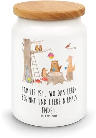 Mr. & Mrs. Panda Vorratsdose Waldtiere Picknick - Geschenk, Keksdose, Fuchs, Vorratsbehälter, Gute Laune, Eichhörnchen, Vorratsbehälter Küche,