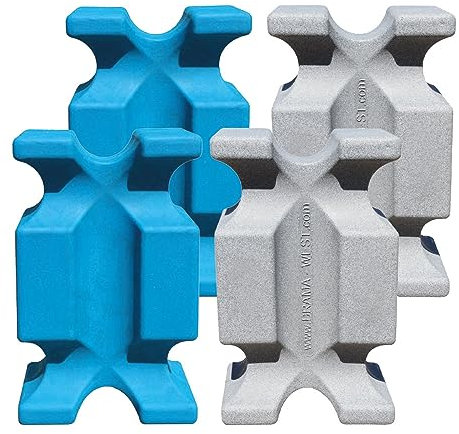 Brama-West Cavaletti Blöcke 4er Set Hindernis / Jumpingblöcke 61 x 38 x 22 cm - Hellblau & Hellgrau