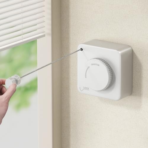 MUSTORN WäScheleine Ausziehbar,Nicht DurchhäNgende Einziehbare WäScheleine Wandmontage Retractable Clothesline 4.6M Edelstahlseil-Weiß