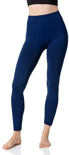 Thermoleggings Gefütterte Damen Legging mit Innenfleece im 2er Pack, Winter Seamless Thermo Legging in Schwarz Anthrazit meliert Braun Rot Marineblau