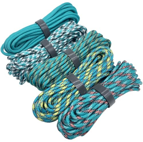 EDGEAM Paracord 4mm, 5 Stück 236inch Paracord Schnüre Seil 7 Kern-Strängen, Nylon Paracord für Survival, Outdoor, Camping, Armband, Hundeleine, Gesamtlänge 1180inch (Farbe A, 5 x 6m/236inch)