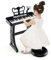 DREAMADE Clavier de 37 Touches pour Enfants 3+ Ans, Piano Jouet Musical Électronique avec Microphone, Tabouret Confortable, Pupitre de Musique Amovible (Noir)