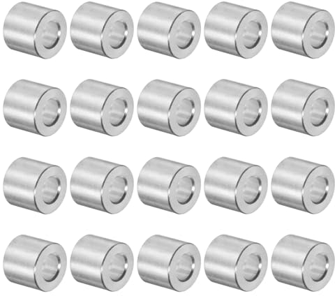 sourcing map 20 Piezas Espaciador de Aluminio de 5 mm Diámetro Interior 10 mm Diámetro Exterior 9.5 mm de Longitud Acabado Liso Espaciador Redondo para Tornillos Pernos y Barras M5