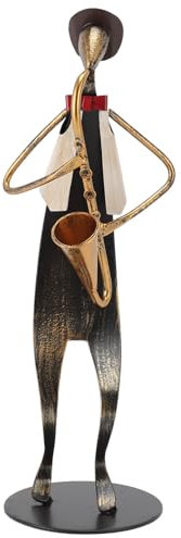 Pssopp Spieler-Statue, Handgefertigte Saxophon-Spieler-Statue, Saxophonist-Figur aus Eisen, Dekorative Musikinstrument-Skulptur für Heimdekoration