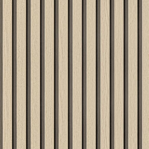 Arthome Holzoptik Lamelle Tapete Selbstklebende Abnehmbar Abziehen und Aufkleben Klebefolie 44cmx6m Vinyl Dekorative Holzstreifen Maserung Papier für Möbel Leicht reinigen(Eiche Holz)