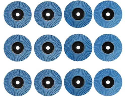 HAPPOW 12 Stück Fächerscheiben 76mm, Schleifscheiben für Winkelschleifer, 3 Zoll Fächerscheibe, Körnung 40/60/80/120, Fächerschleifer Set für 10,8-12V Winkelschleifer (Blau)