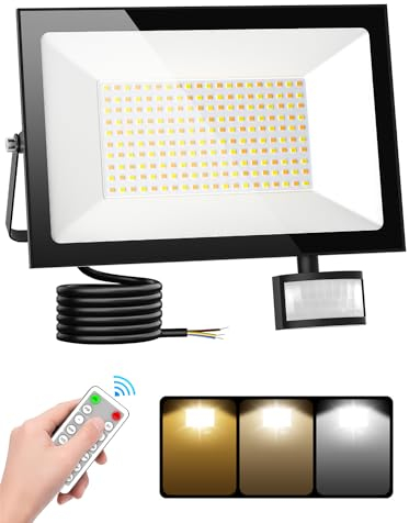Litglobe 150W Projecteur LED Exterieur Detecteur de Mouvement,3000K/4500K/6500K Spot LED avec Télécommande,15000LM Projecteur Exterieur,IP66 Etanche Eclairage Exterieur pour Jardin Patio Garage