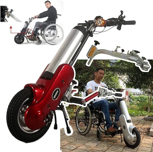 Rollstuhl-Elektro-Handbike-Aufsatz, Rollstuhl-Zuggerät, 12-Zoll-Rollstuhl-Zuggerät – Vorderlicht + 3 Geschwindigkeiten + LCD-Display, 12-Zoll-Elektro-Handcycle-Rollstuhl