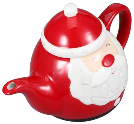 FUNOMOCYA Teiera Ceramica Forma Di Babbo Natale Per Tè Festivo Da Ceramica Utensili Per La Preparazione Del Tè Per Casa e Ufficio