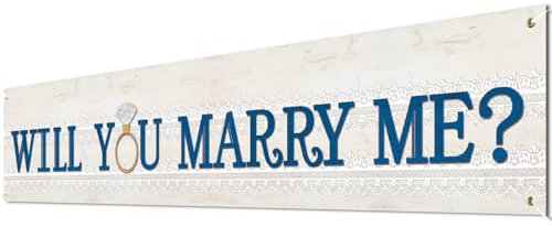 Antragsbanner Will You Marry Me, blau-weißes Banner als Dekoration für Heiratsschilder, Valentinstag, Verlobung, Outdoor, Party, Hintergrunddekorationen, 1,8 m