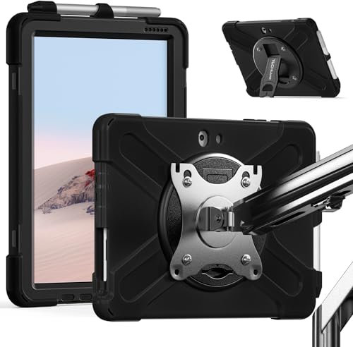 TECHGEAR X-Case with VESA 75x75mm holes for Microsoft Surface Go 4 / Surface Go 3, Go 2 10.5 / Surface Go 1 10.1 Tough Rugged HEAVY DUTY Shockproof Armour Case with 360 Rotating Stand Mount