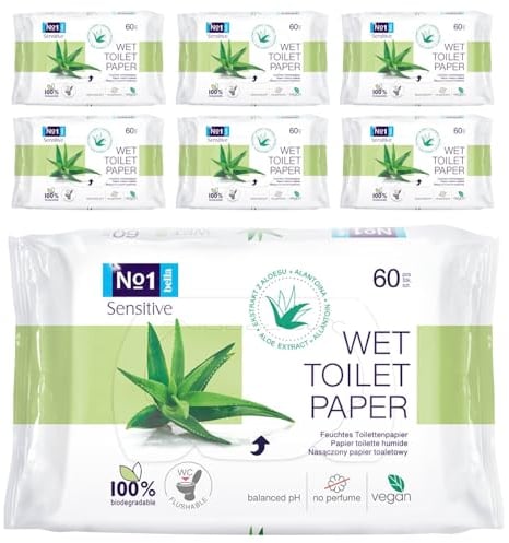 bella No.1 feuchtes Toilettenpapier Sensitive, 100% biologisch abbaubar, 7 x 60 Stück, wet toilet paper
