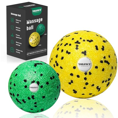 Faszienball-Set: 2 Stück, 8cm & 6cm Massageball für gezielte Selbstmassage von Faszien, für eine gezielte, tiefenwirksame Massage, Zur Entspannung Der Rückenmuskulatur (Grün+Gelb)