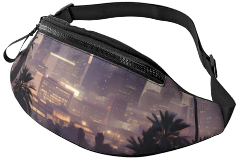 Bauchtasche mit Programmiercode für Männer und Frauen, modische Festival-Fanny-Tasche, Reisen, Sport, Walking, Hüfttasche, Los Angeles Palmen, Einheitsgröße