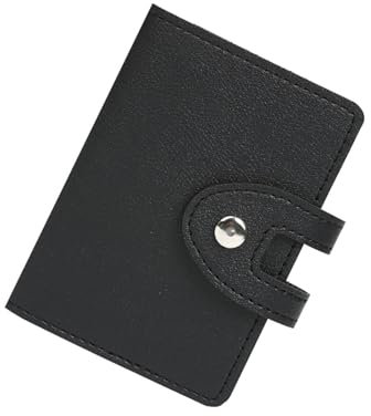 TPZORJX 1 porte-cartes en cuir véritable - Porte-cartes en cuir pour homme et femme, porte-cartes de visite en cuir pour 30 cartes (noir)