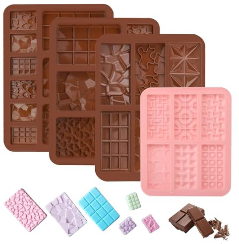 4 pezzi stampo tavoletta cioccolatostampo per cioccolato stampo cioccolatini silicone Resistente alle alte temperature e alla cottura fai da te Per cioccolato, biscotti, praline, gelatine, caramelle