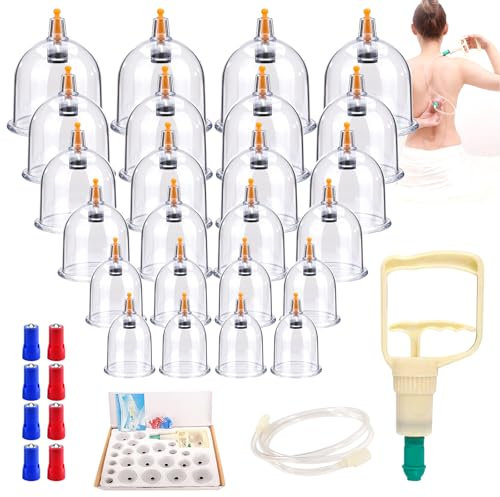 Ensemble De Thérapie Par Ventouses,24 Pièces Ventouses Chinoises,Ventouses Biomagnétiques,Set D'Aspiration Cupping Acupuncture,Pour Thérapie Corporelle,Soulager Douleurs Fatigue