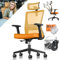 KESSER® Bürostuhl Ergonomisch mit verstellbaren Armlehnen | Drehstuhl mit Lendenwirbelstütze Rückenschonend | Schreibtischstuhl mit Kopfstütze | Office Chair Wippfunktion bis 125° mit 5X Gummirollen