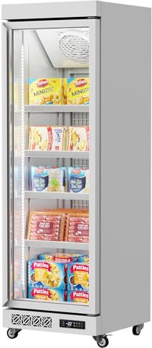 Malphi Commercial Upright Freezer 354L, -18°C to -22°C Glass Door Self-Closing Display Freezer