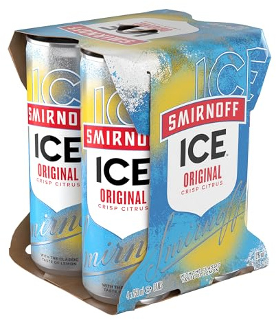 Smirnoff Ice Original 4er-Pack, prickelndes Mixgetränk mit Smirnoff Vodka und spritzigem Zitronengeschmack, perfekt für Partys und gesellige Anlässe, 10% Vol, 250 ml Dosen